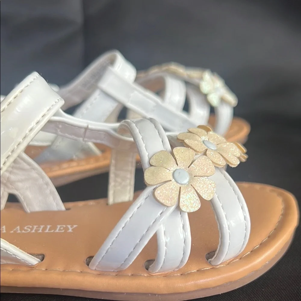 Laura Ashley White and Brown Floral Sandals